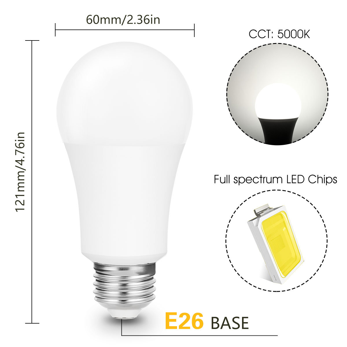 LOHASLED Ampoule à DEL A19 de 9 watts (équivalent 85 watts) à intensité
